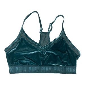 Victoria Secret Pink Sport Bra Velvet Green Size Large